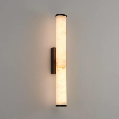 Elegant Alabaster Column Wall Sconce with Soft Ambient Lighting | Versatile Design for Modern and Classic Interiors 0
