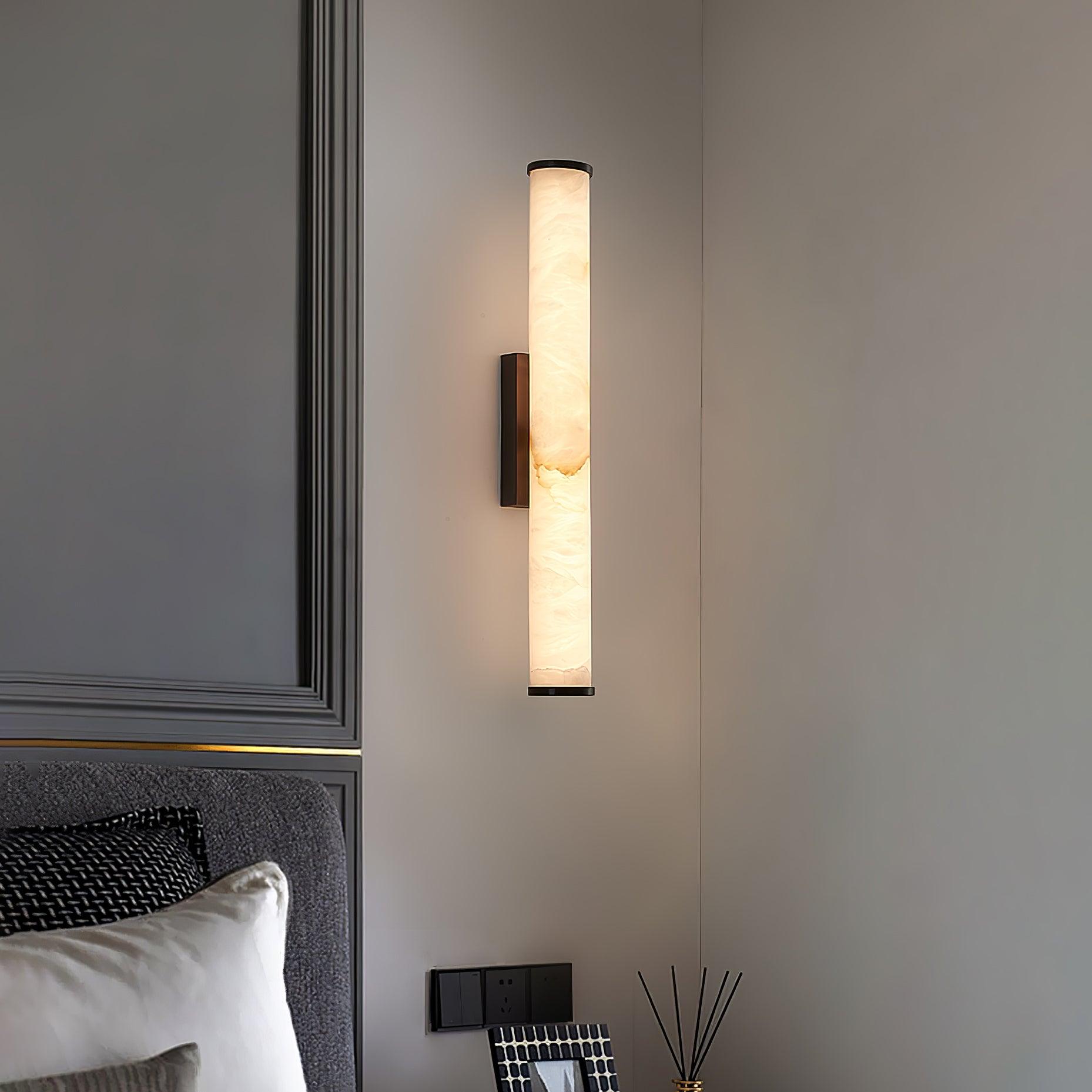 Elegant Alabaster Column Wall Sconce with Soft Ambient Lighting | Versatile Design for Modern and Classic Interiors 1