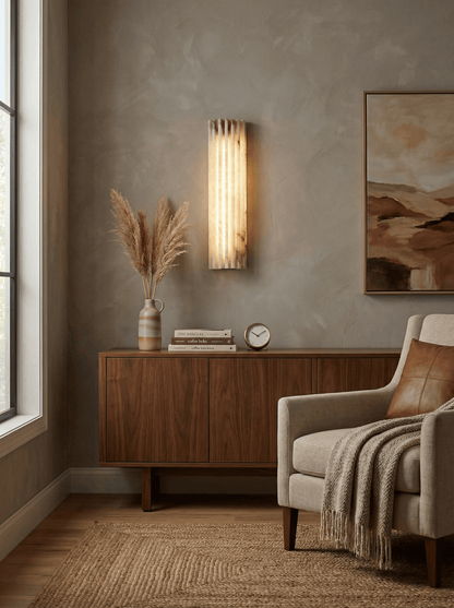 Elegant Alabaster Wall Sconce Light with Soft Glow Design | Ambient Lighting for Warm Atmosphere 1
