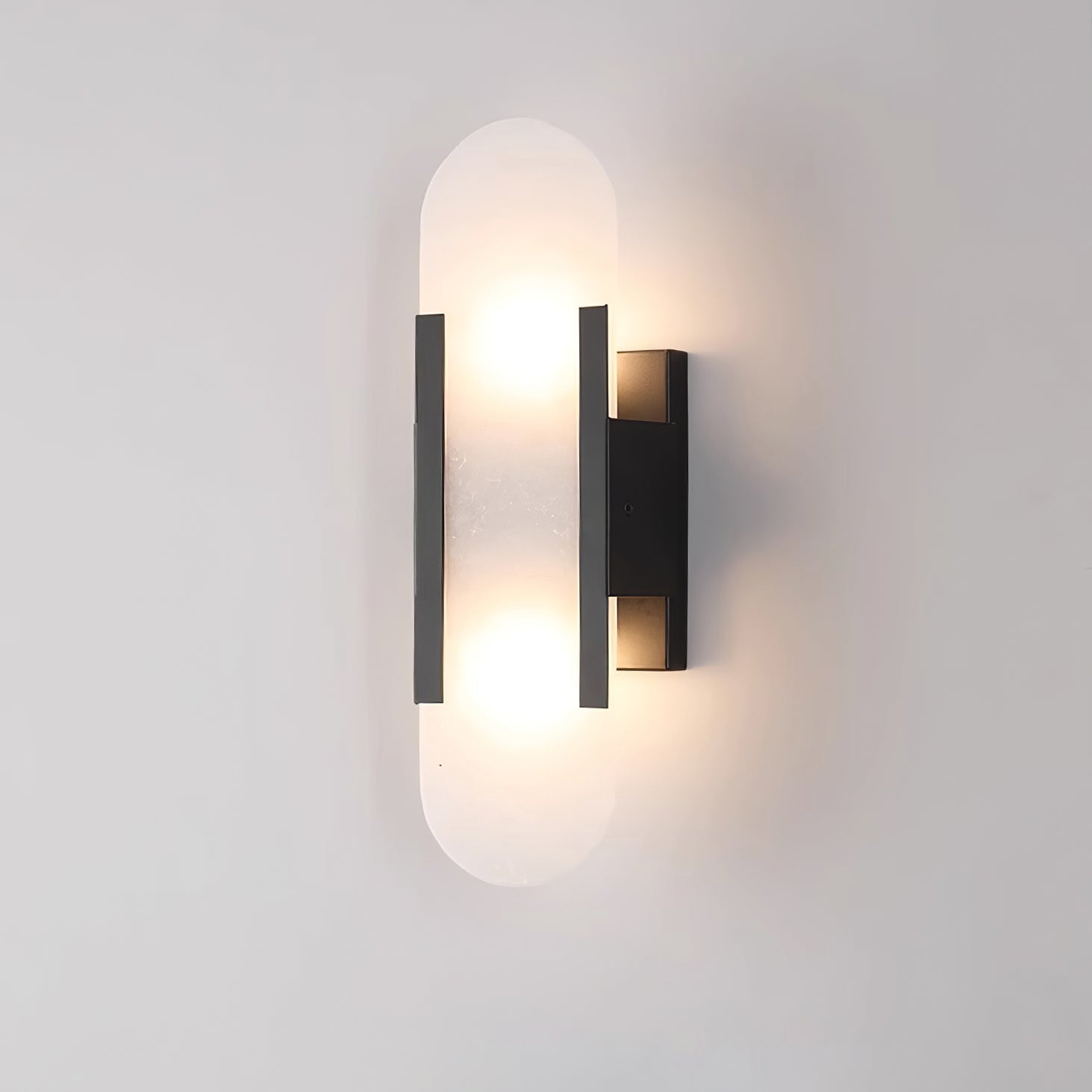 Elegant Alabaster Wall Sconce with Brass Accents | Handcrafted Lighting for Timeless Elegance 0