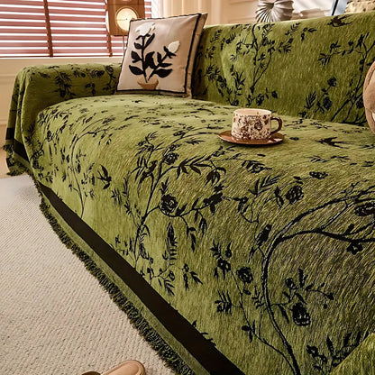 Elegant Chenille Couch Cover | Floral Design with Pet-Friendly Fabric | Durable & Stylish Slipcover for Everyday Use 0