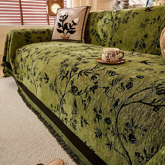 Elegant Chenille Couch Cover | Floral Design with Pet-Friendly Fabric | Durable & Stylish Slipcover for Everyday Use 0