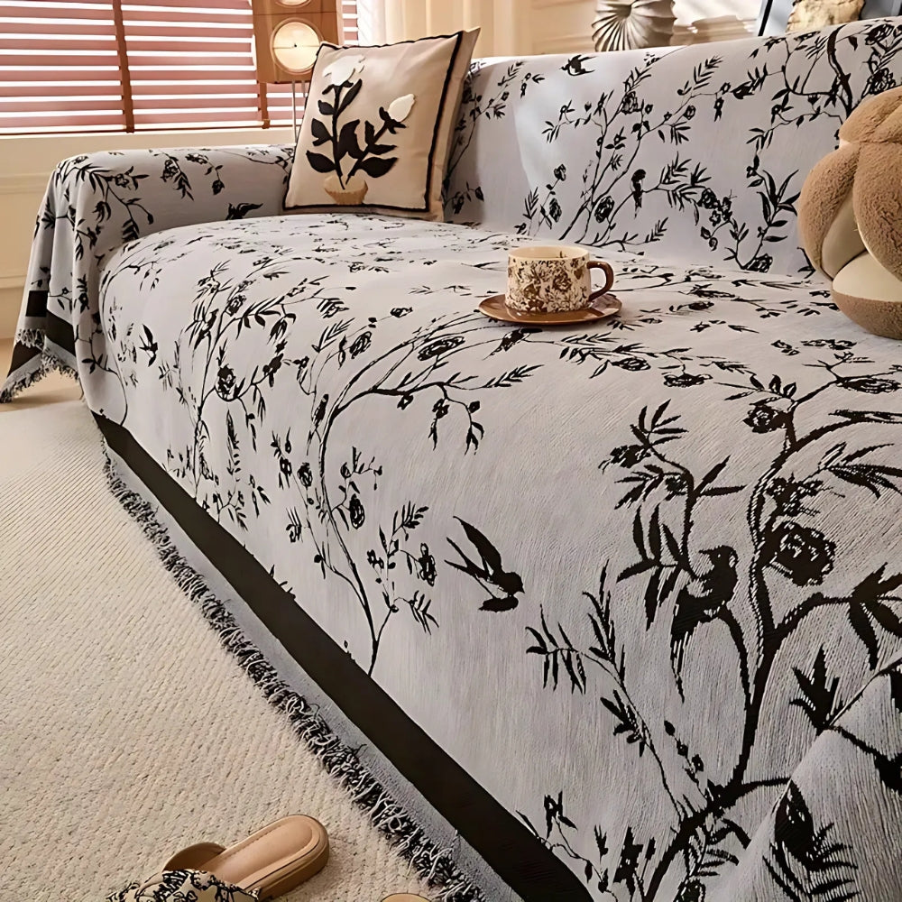 Elegant Chenille Couch Cover | Floral Design with Pet-Friendly Fabric | Durable & Stylish Slipcover for Everyday Use 1
