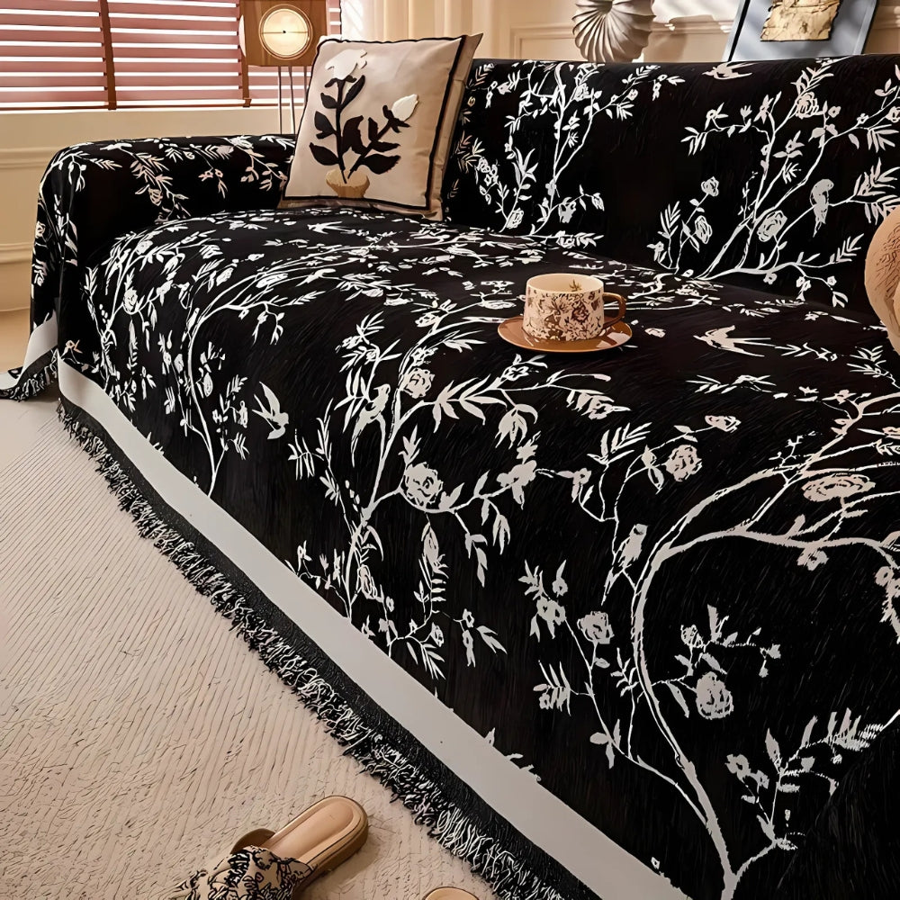 Elegant Chenille Couch Cover | Floral Design with Pet-Friendly Fabric | Durable & Stylish Slipcover for Everyday Use 2