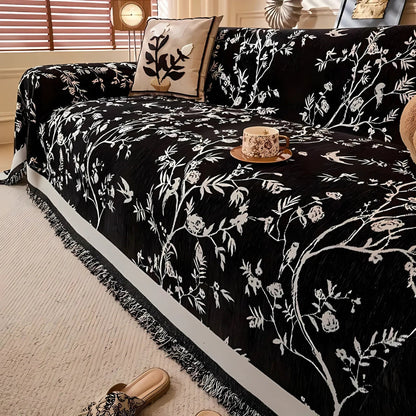Elegant Chenille Couch Cover | Floral Design with Pet-Friendly Fabric | Durable & Stylish Slipcover for Everyday Use 2