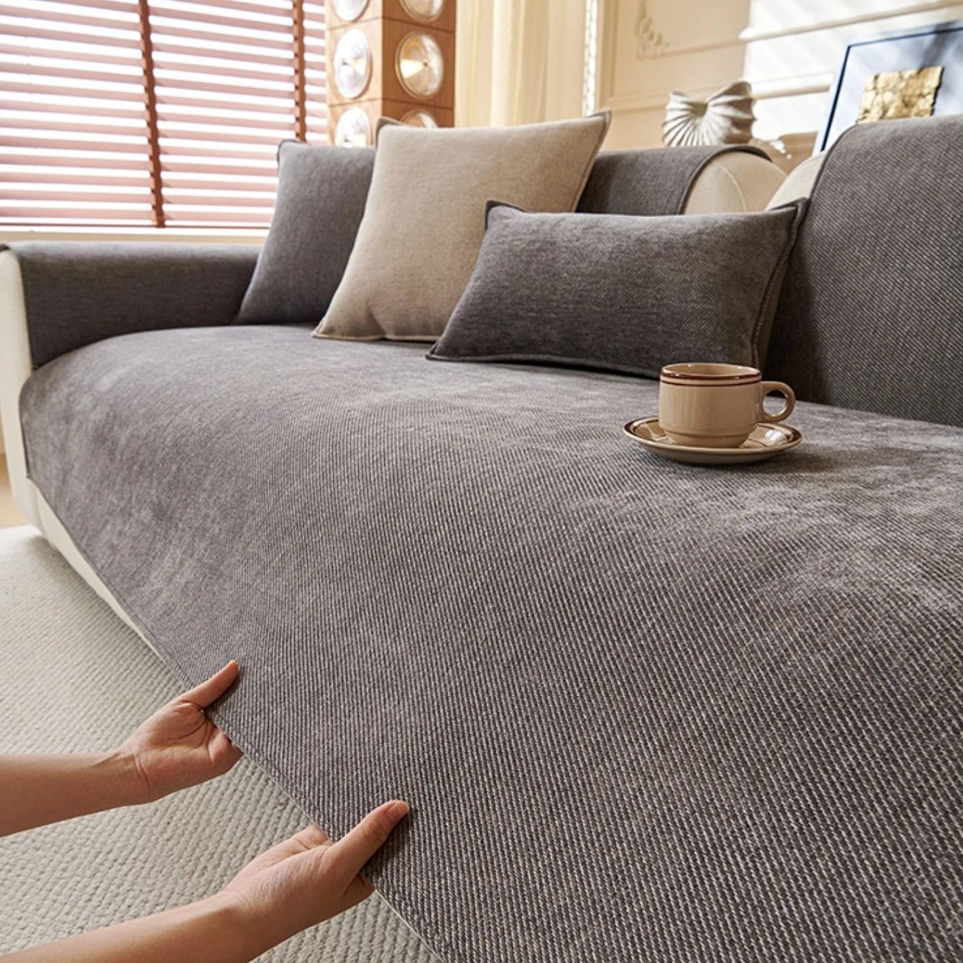 Elegant Chenille Sofa Cover | Anti-Slip Design for All Seasons Comfort 5