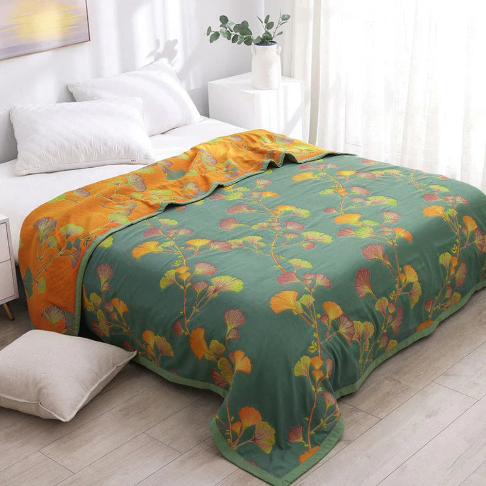 Elegant Cotton Coverlet Set with Reversible Jacquard Floral Design for Year-Round Comfort 0
