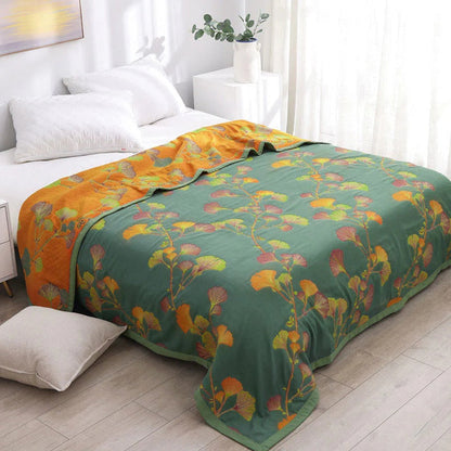 Elegant Cotton Coverlet Set with Reversible Jacquard Floral Design for Year-Round Comfort 0