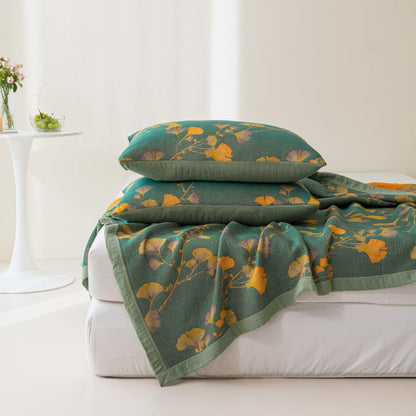 Elegant Cotton Coverlet Set with Reversible Jacquard Floral Design for Year-Round Comfort 1