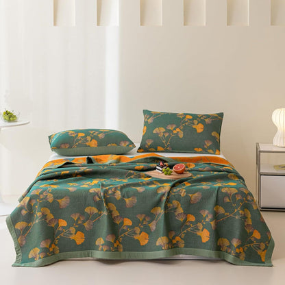 Elegant Cotton Coverlet Set with Reversible Jacquard Floral Design for Year-Round Comfort 3
