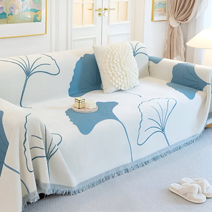 Elegant Ginkgo Leaf Couch Cover | Premium Chenille Fabric for Stylish Protection Against Spills and Stains 4