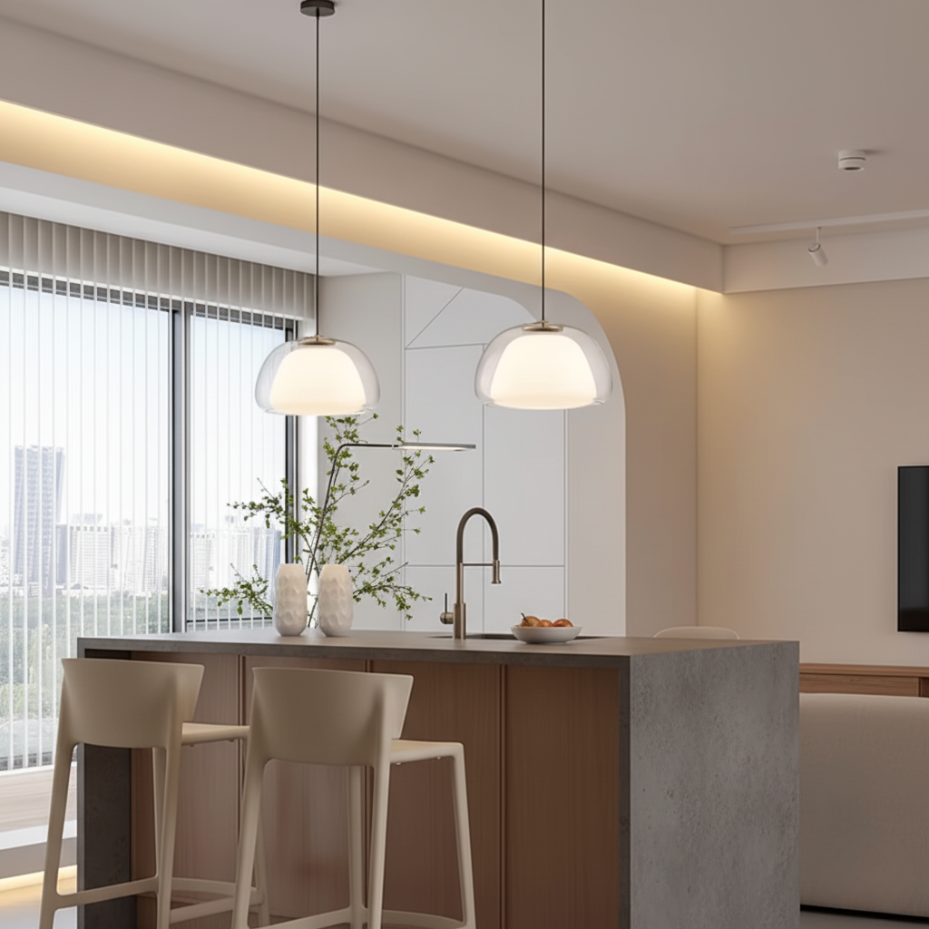 Elegant Glass Pendant Light | Adjustable Dome Design for Modern Kitchens and Dining Spaces 6