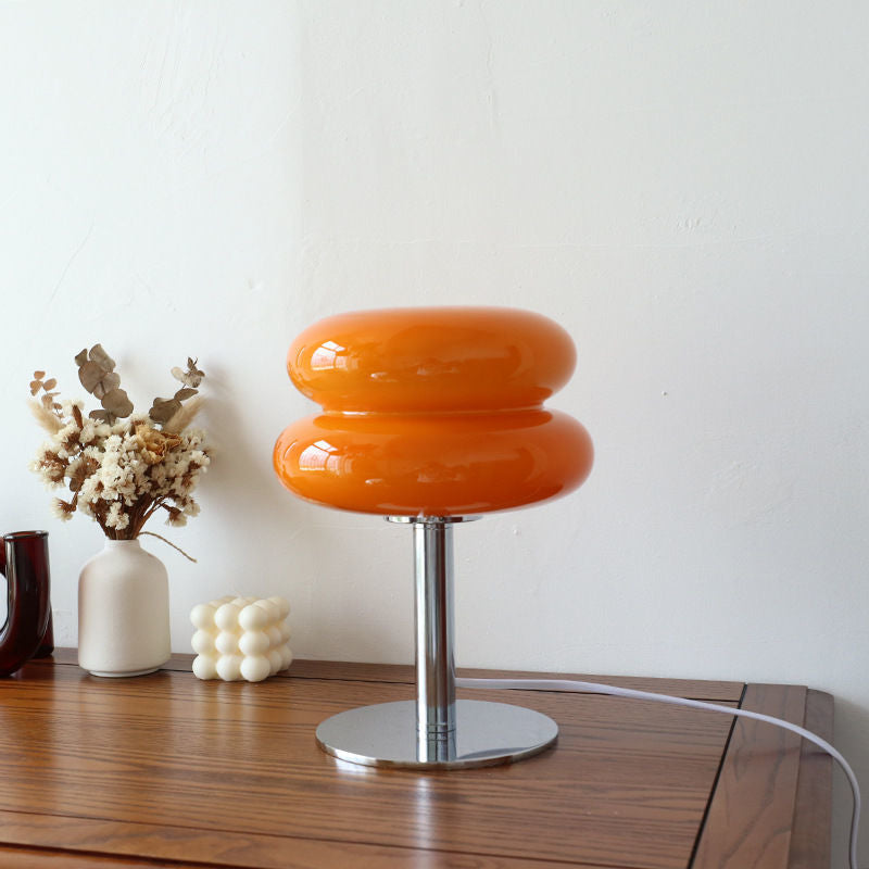 Elegant Glass Table Lamp | Modern Retro Design with Soft LED Glow | Stylish Bedside Lighting for Cozy Ambiance 0