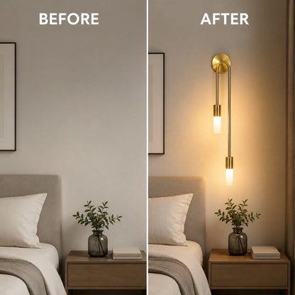 Elegant Gold Wall Sconce | Modern Lighting with Double Frosted Glass Cylinders | Stylish Décor for Warm Ambiance 4