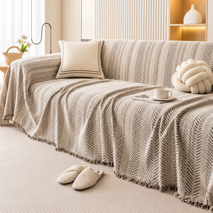 Elegant_Herringbone_Couch_Cover___Soft_Chenille_Protector_with_Tassels_for_Pet-Friendly_Furniture_1