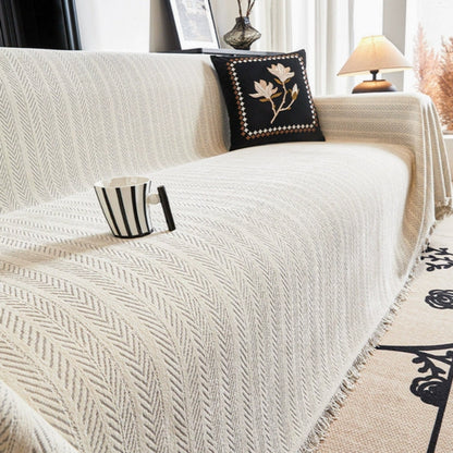 Elegant Herringbone Couch Cover | Soft Chenille Protector with Tassels for Pet-Friendly Furniture 2