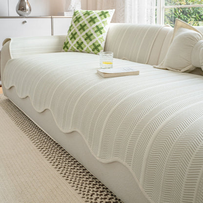 Elegant Herringbone Couch Cover | Soft Microfibre Blend for Stylish Protection and Easy Cleaning 0