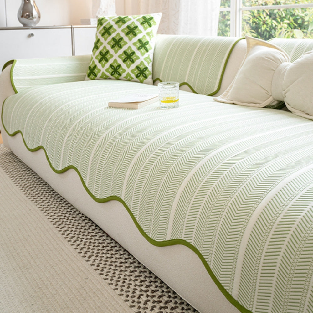 Elegant Herringbone Couch Cover | Soft Microfibre Blend for Stylish Protection and Easy Cleaning 1