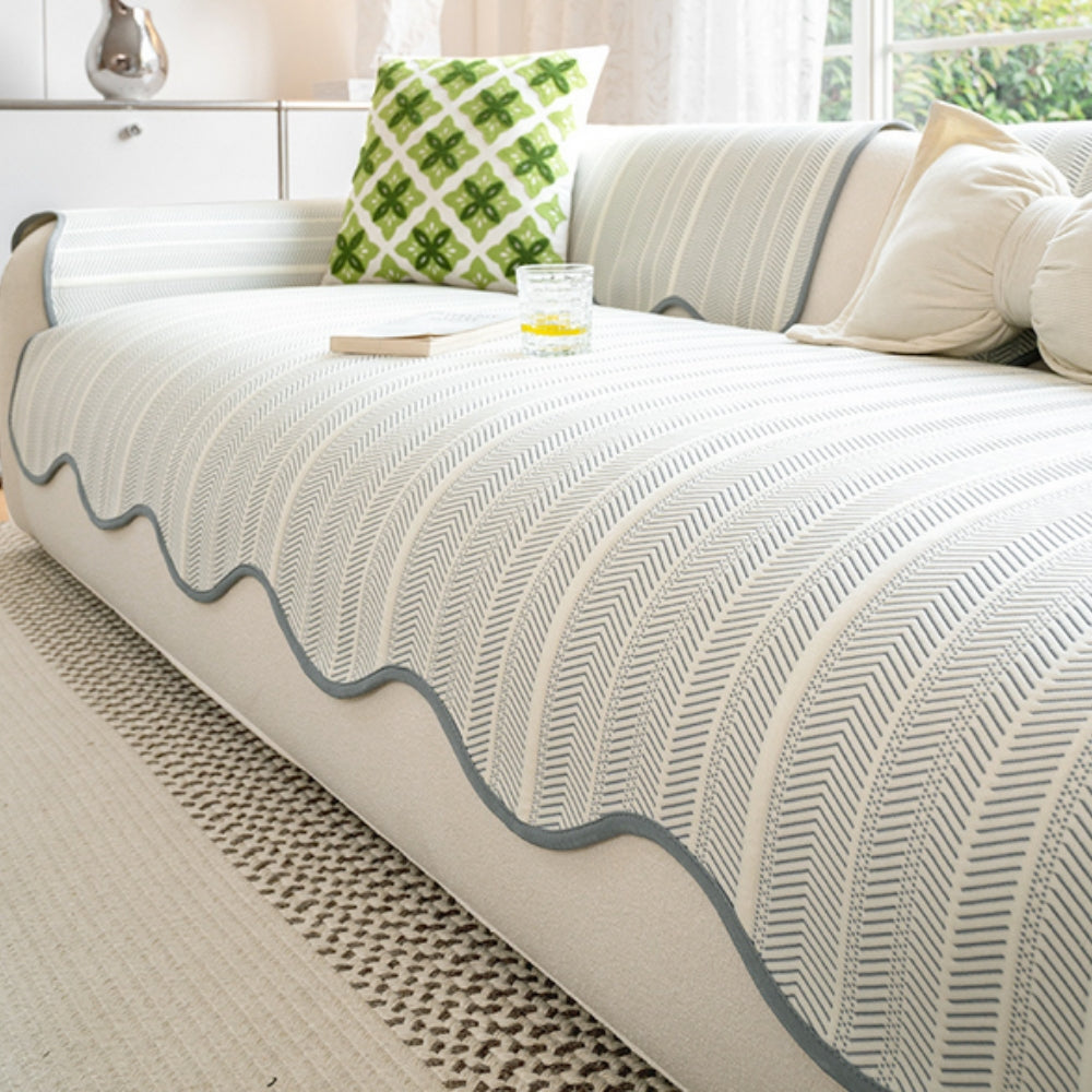 Elegant Herringbone Couch Cover | Soft Microfibre Blend for Stylish Protection and Easy Cleaning 3