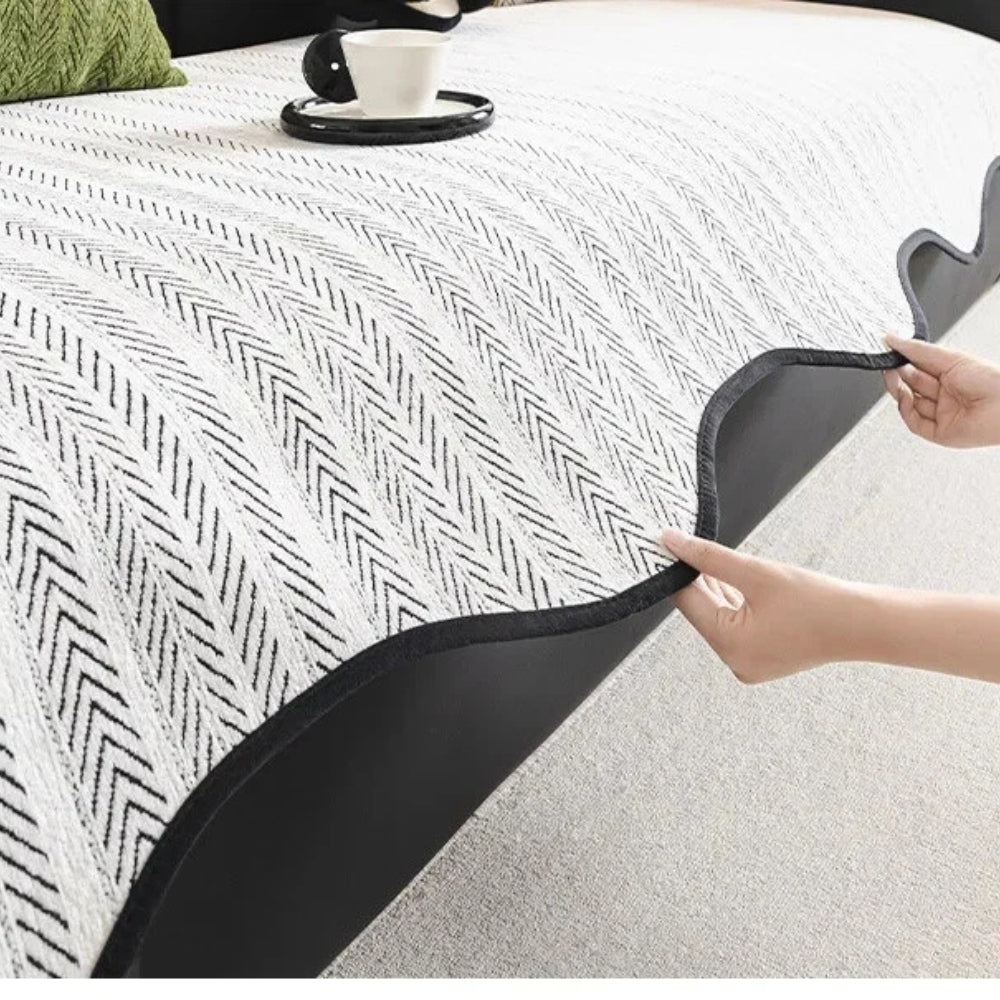 Elegant Herringbone Couch Cover | Soft Microfibre Blend for Stylish Protection and Easy Cleaning 5