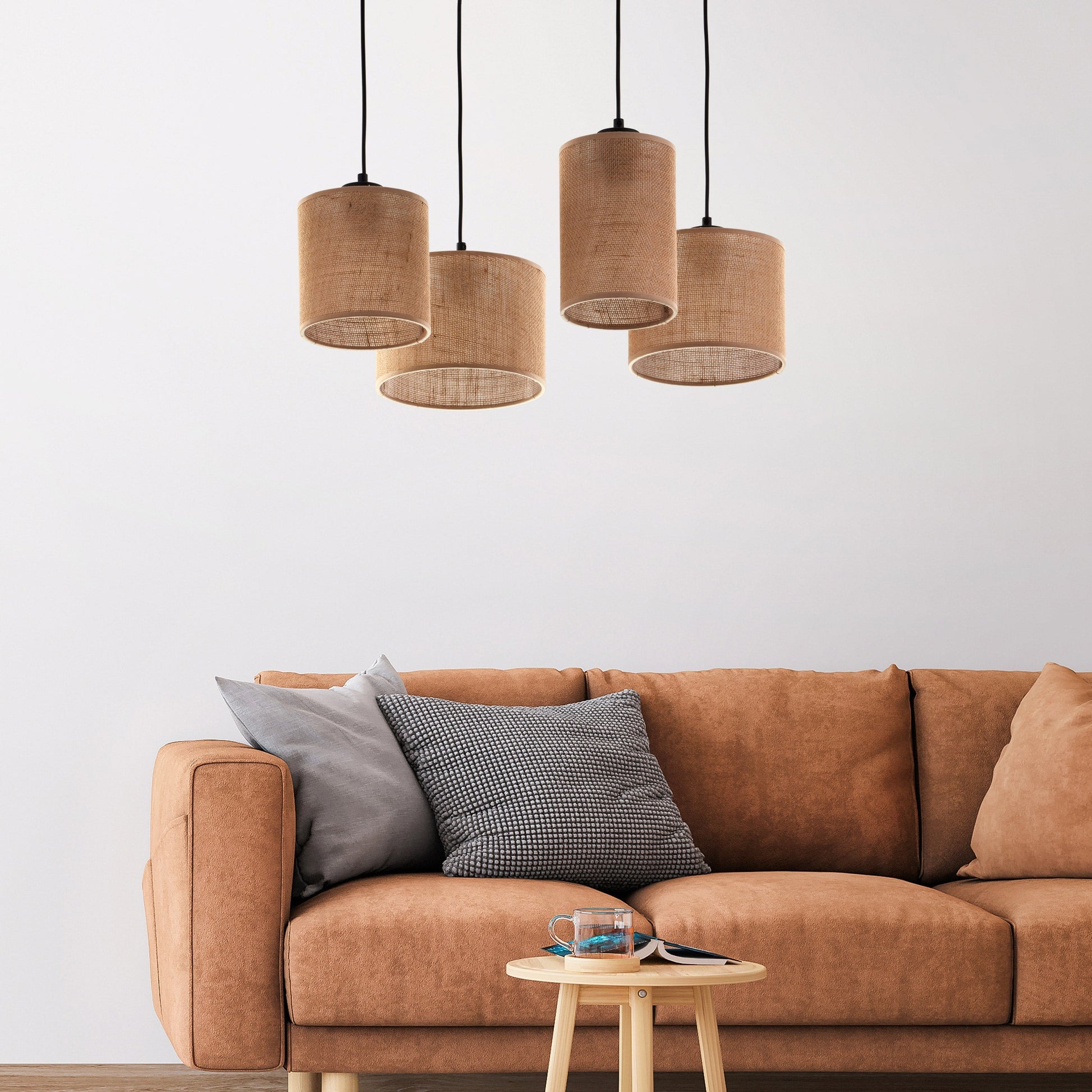 Elegant Jute | Kitchen Pendant Lighting with 4 Adjustable Lights | Versatile Fixture for Even Illumination 4
