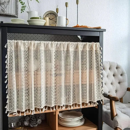 Elegant Lace Sheer Curtains with Charming Tassels | Versatile Home Decor for Living Room, Bedroom, and Kitchen 3