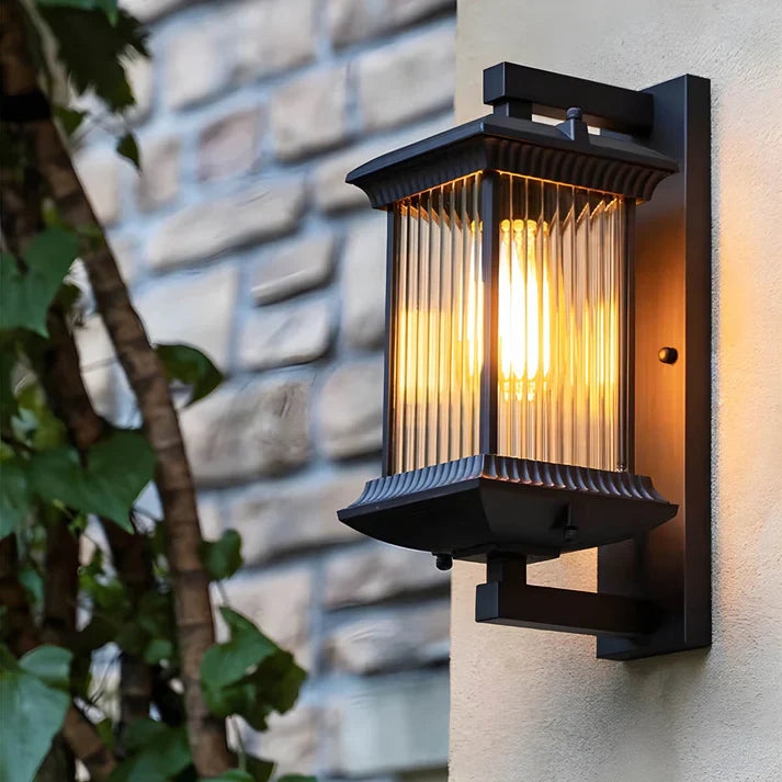 Elegant Lantern Wall Light | Classic Design with Fluted Glass for Timeless Outdoor Ambiance 1