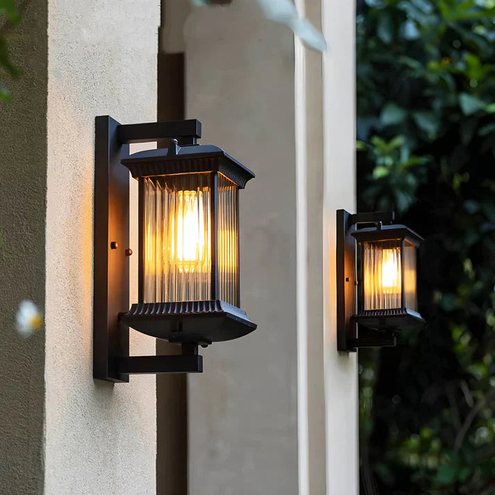 Elegant Lantern Wall Light | Classic Design with Fluted Glass for Timeless Outdoor Ambiance 2