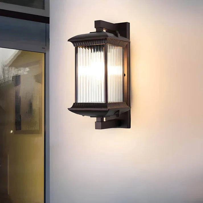 Elegant Lantern Wall Light | Classic Design with Fluted Glass for Timeless Outdoor Ambiance 3
