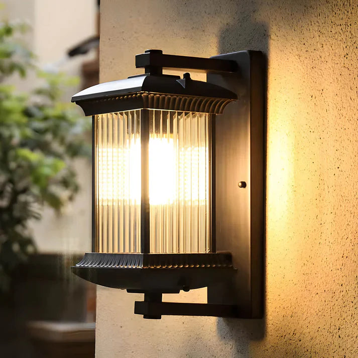Elegant Lantern Wall Light | Classic Design with Fluted Glass for Timeless Outdoor Ambiance 4