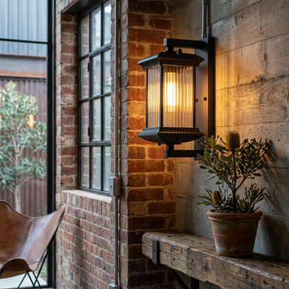 Elegant Lantern Wall Light | Classic Design with Fluted Glass for Timeless Outdoor Ambiance 5