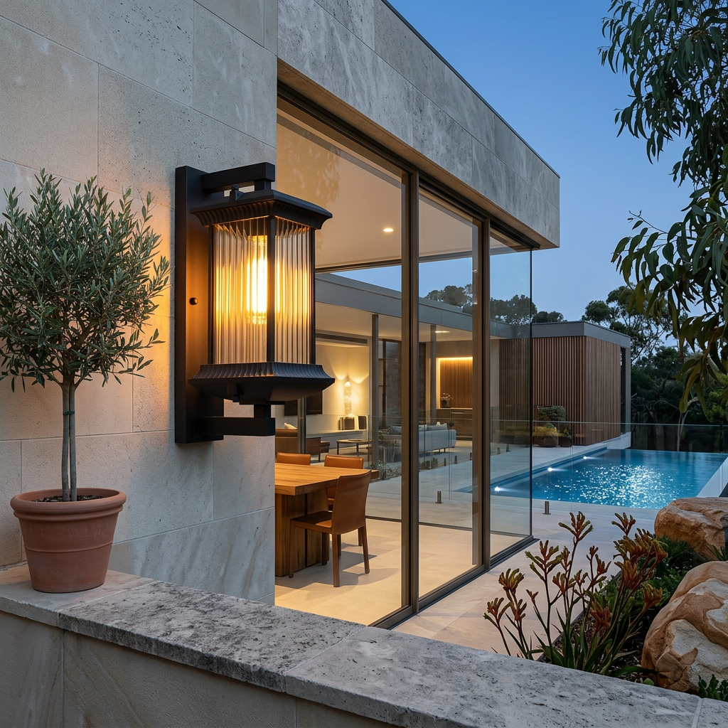 Elegant Lantern Wall Light | Classic Design with Fluted Glass for Timeless Outdoor Ambiance 7