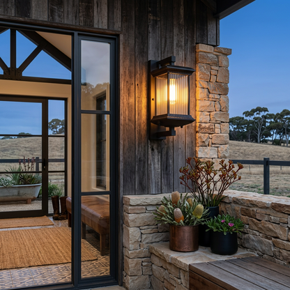 Elegant Lantern Wall Light | Classic Design with Fluted Glass for Timeless Outdoor Ambiance 8