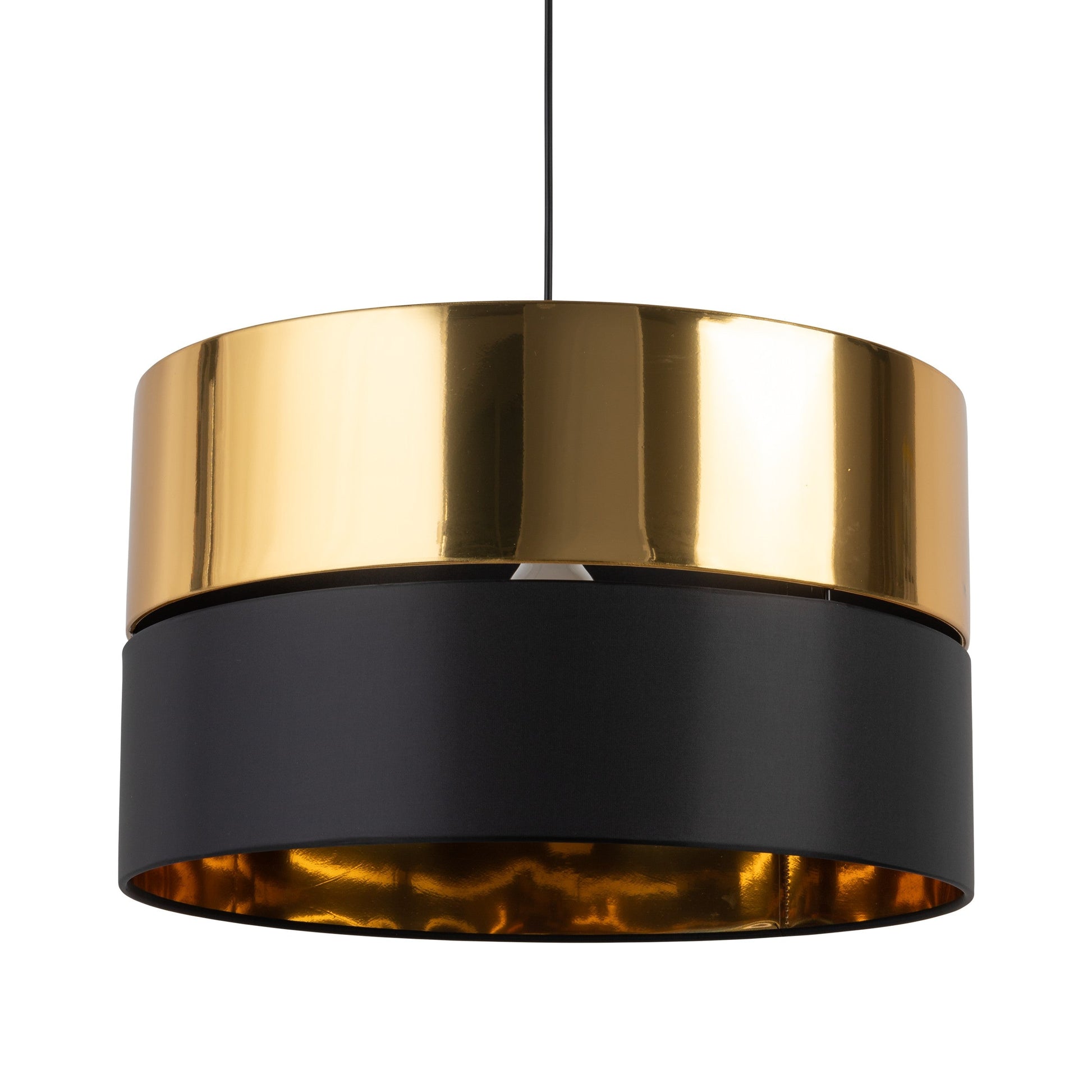 Elegant Lighting | Black & Gold Pendant Ceiling Light Fixture with Unique Dual Shade Design | Modern Illumination for Stylish Spaces 2
