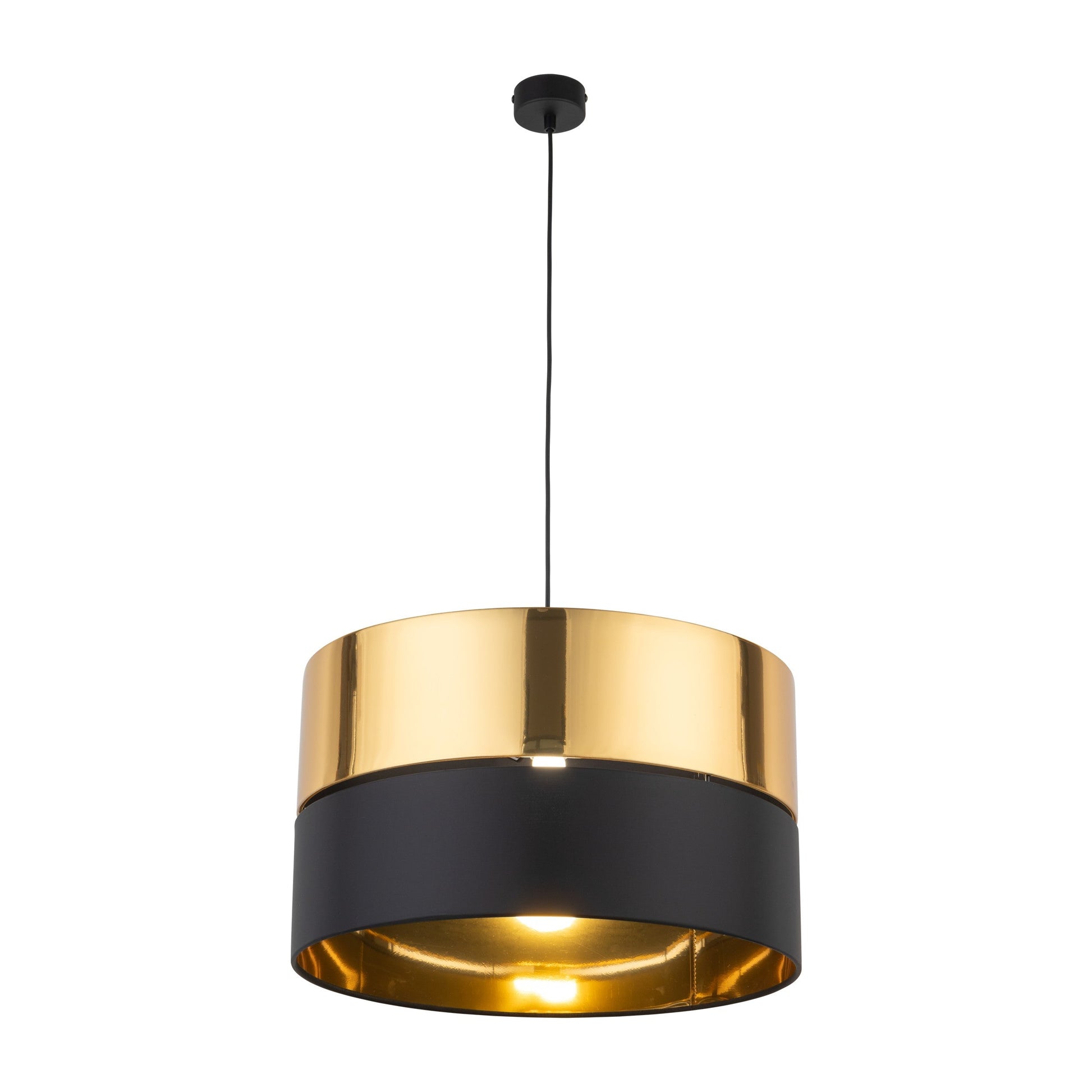 Elegant Lighting | Black & Gold Pendant Ceiling Light Fixture with Unique Dual Shade Design | Modern Illumination for Stylish Spaces 5