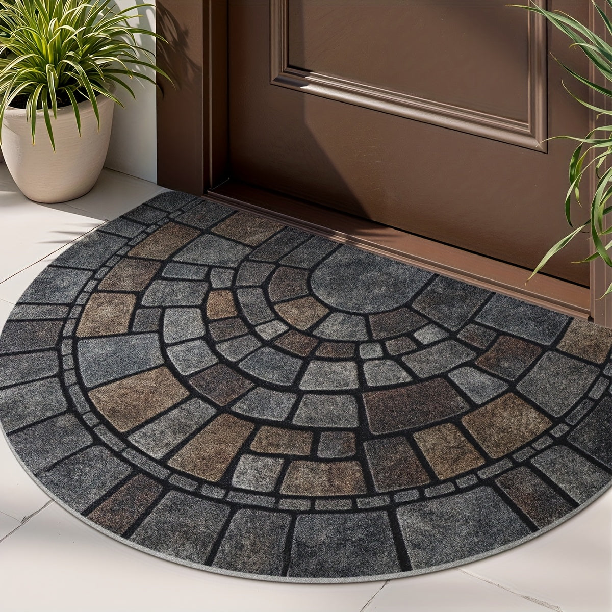 Elegant Mosaic | Front Door Mat with Non-Slip Backing | Durable & Easy to Clean for Indoor/Outdoor Use 1