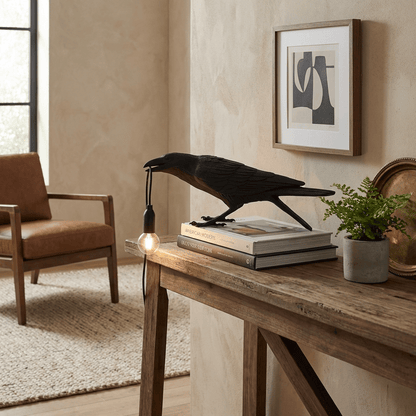 Elegant Resin Table Lamp with Unique Raven Design | Stylish Lighting for Home Decor 3