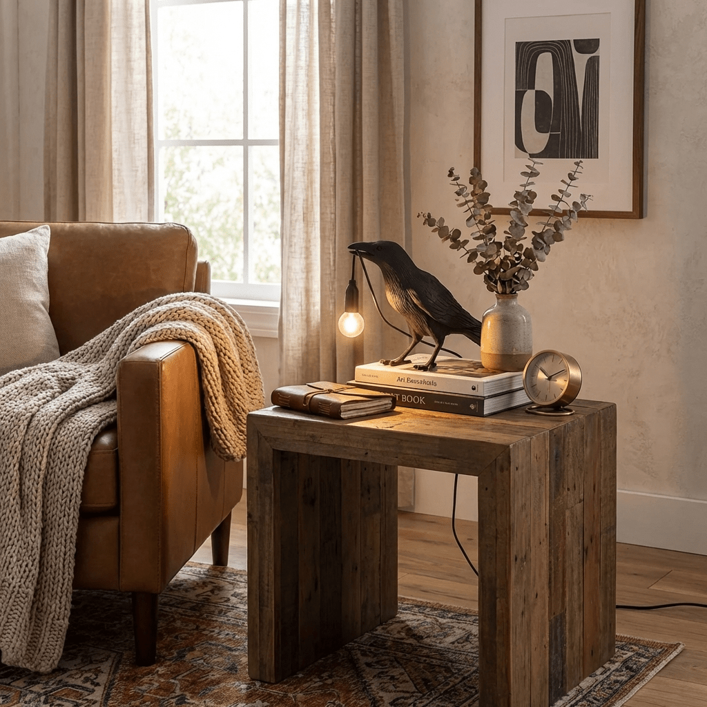Elegant Resin Table Lamp with Unique Raven Design | Stylish Lighting for Home Decor 4