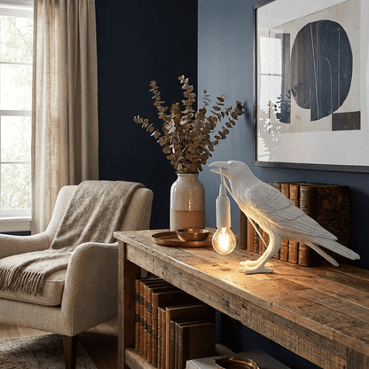 Elegant Resin Table Lamp with Unique Raven Design | Stylish Lighting for Home Decor 5