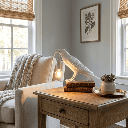 Elegant Resin Table Lamp with Unique Raven Design | Stylish Lighting for Home Decor 7