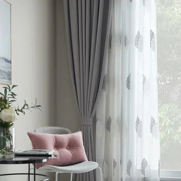 Elegant Sheer White Curtains | Translucent Tulle Panel with Modern Embroidery | Perfect for Living Room and Bedroom Decor 1