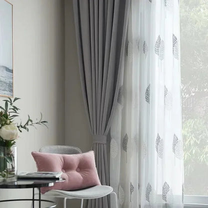Elegant Sheer White Curtains | Translucent Tulle Panel with Modern Embroidery | Perfect for Living Room and Bedroom Decor 1