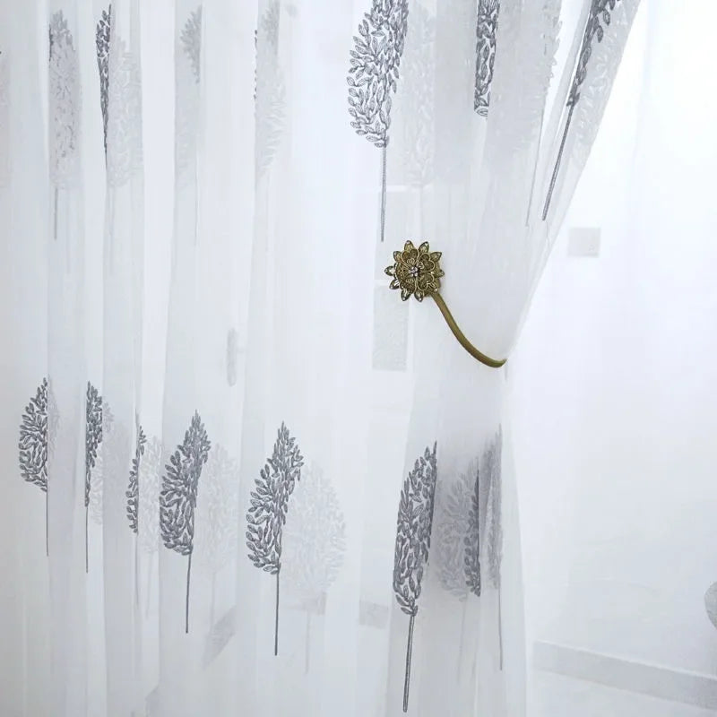Elegant Sheer White Curtains | Translucent Tulle Panel with Modern Embroidery | Perfect for Living Room and Bedroom Decor 3