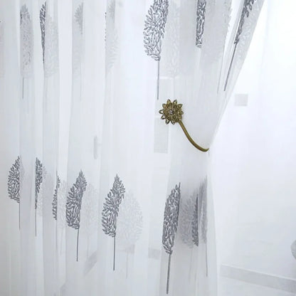 Elegant Sheer White Curtains | Translucent Tulle Panel with Modern Embroidery | Perfect for Living Room and Bedroom Decor 3