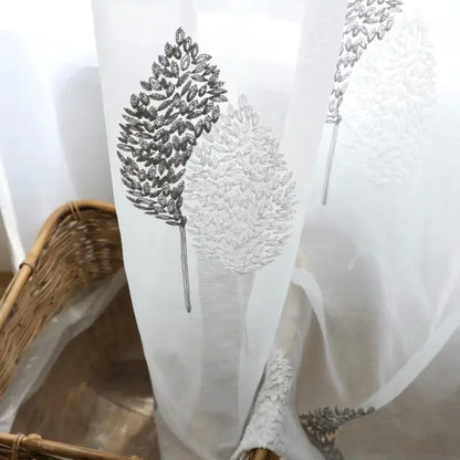 Elegant Sheer White Curtains | Translucent Tulle Panel with Modern Embroidery | Perfect for Living Room and Bedroom Decor 4