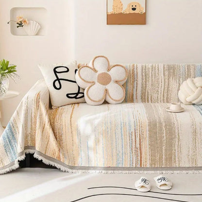 Elegant Striped Couch Cover | Premium Chenille Fabric Protector for Stylish Couch Protection 2