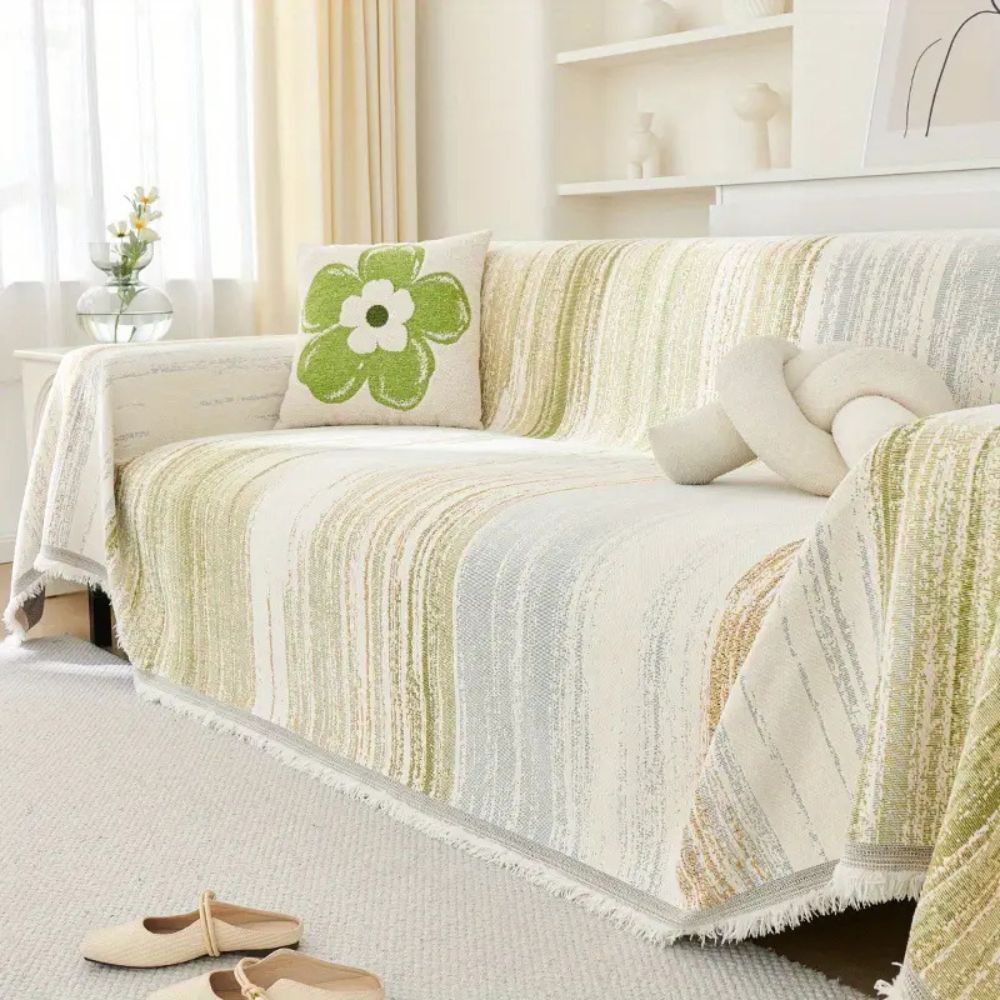 Elegant Striped Couch Cover | Premium Chenille Fabric Protector for Stylish Couch Protection 5
