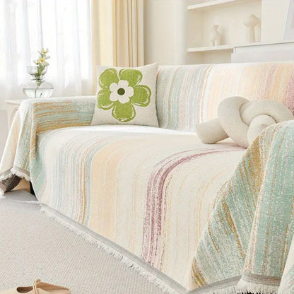 Elegant Striped Couch Cover | Premium Chenille Fabric Protector for Stylish Couch Protection 6