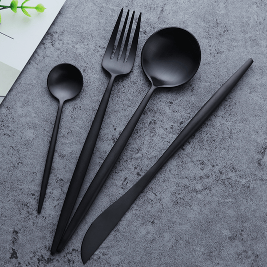 Elegant Utensil Set | Stainless Steel Dining Tools with Curved Design | Available in Black, Silver, Gold, and Rose Gold 0