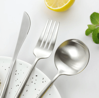 Elegant Utensil Set | Stainless Steel Dining Tools with Curved Design | Available in Black, Silver, Gold, and Rose Gold 6